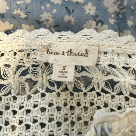 hem & thread Floral Crochet Lace Tassel Blouse Top Bohemian Festival Small - Picture 5 of 6